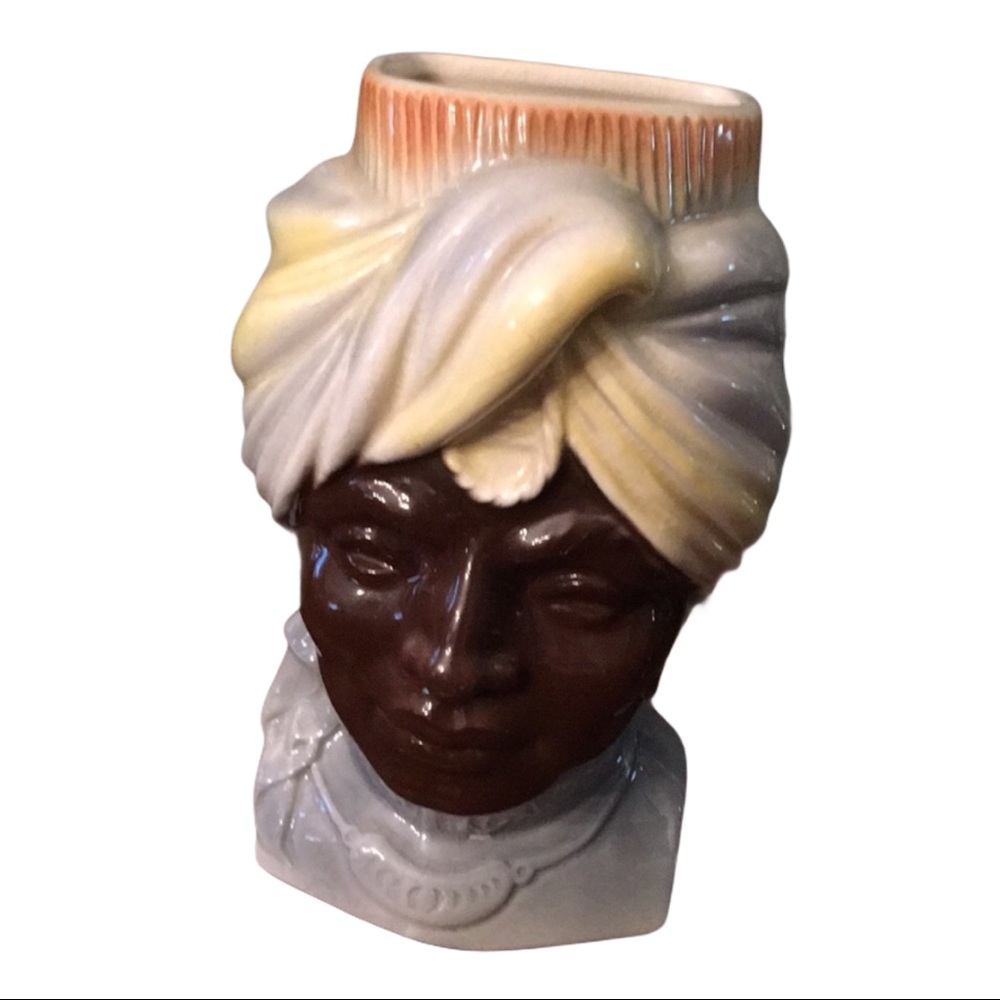 Vintage Royal Copley Head vase 1950s Blackamoor
